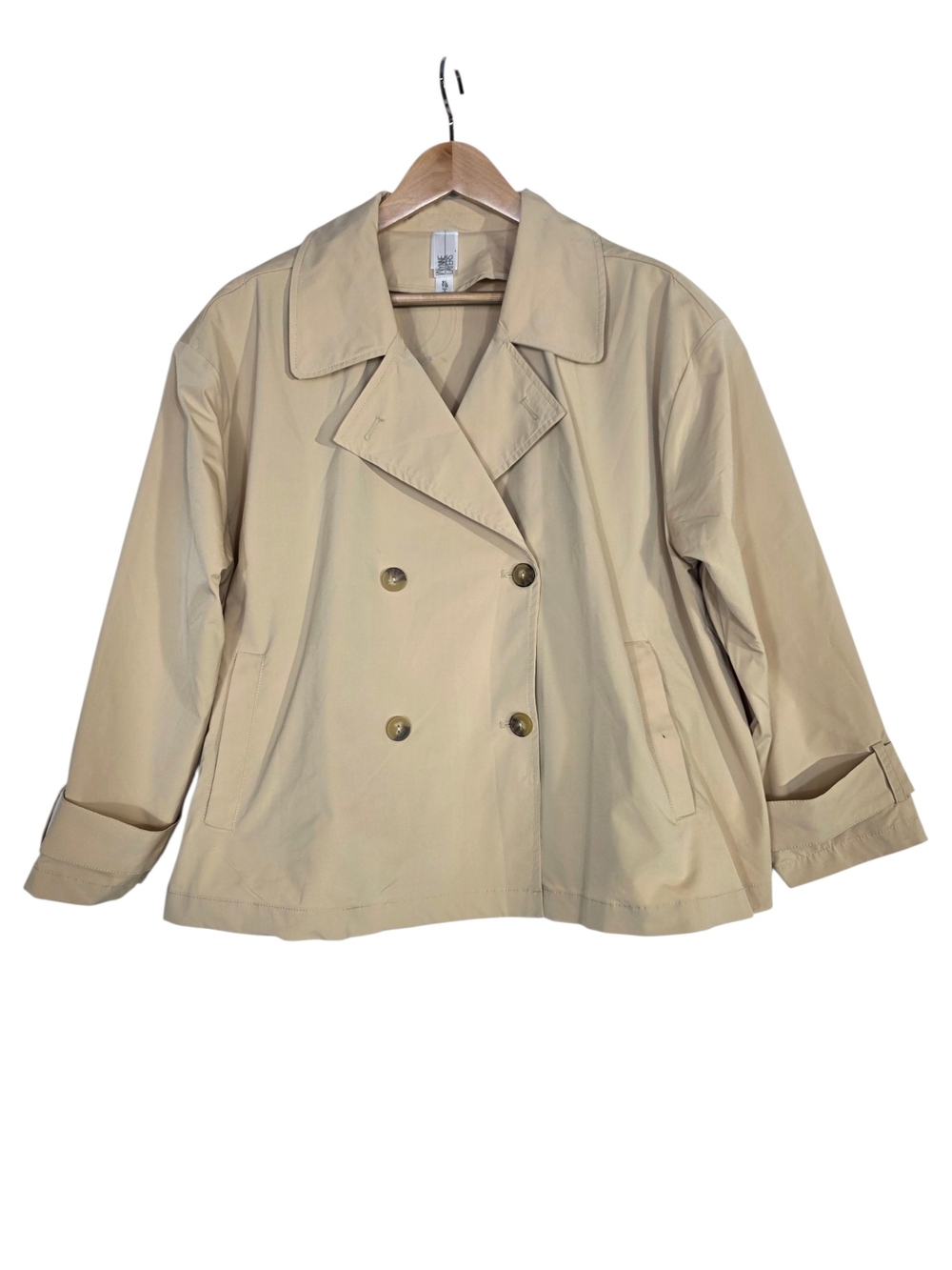 Wynne Layers Women's Short Double-Breasted Trench Coat in Light Beige